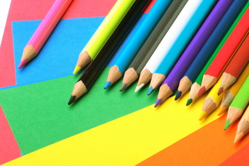 Obraz premium Color pencils on a color background
