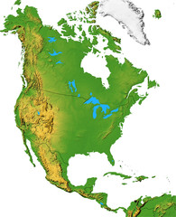North America map with terrain
