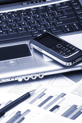 Notebook, phone, business technology