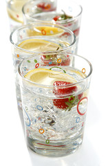 lets party! summer drinks - water lemon strawberry ice, shallow