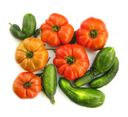 Tomatoes and cucumbers