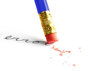 Pencil erasing an 