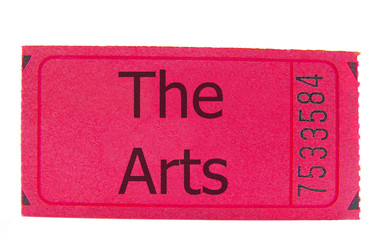 pink ticket stub, closeup isolated on white