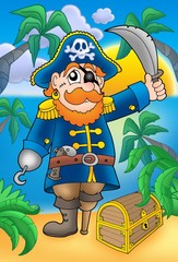 Piraat met sabel en schatkist