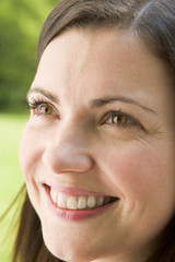 Head shot of woman scowling