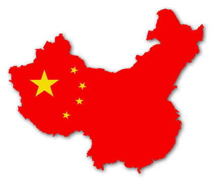 china karte fahne schatten map