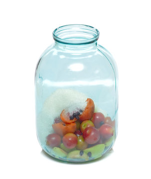 Fruit in glass bottle