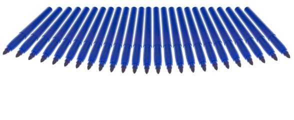 Twenty-four aligned blue markers.
