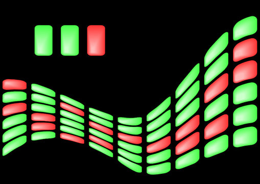 Green and red elements ordered in the form of a wave
