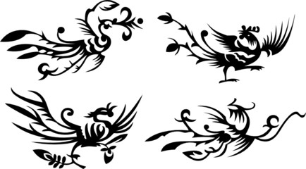 four asian/chinese phoenixes