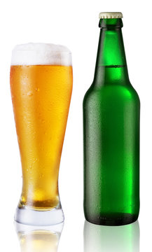 glass and bottle of beer