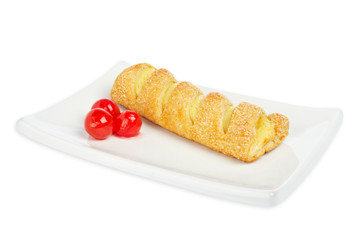 Delicious cake and cherries