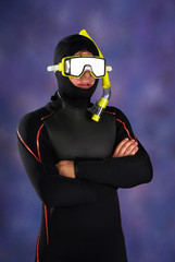 Underwater diver in studio