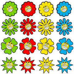 Happy flowers icons