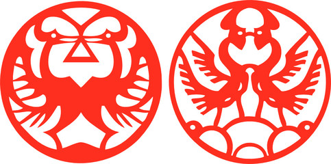 two phoenixes/birds - traditional paper cut