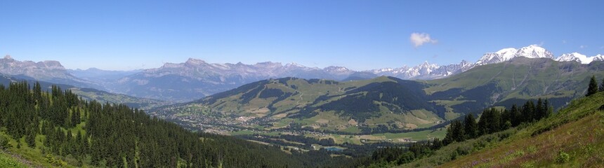 Fototapeta na wymiar Panorama widok z Chamonix Alpette latem