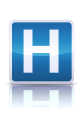 Panneau de signalisation hôpital (reflet métal)