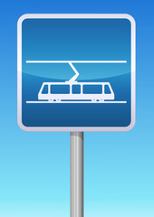 Panneau de signalisation station de tramway
