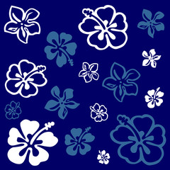 Squared flower pattern colored in white and blue