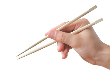 Person holding chopsticks