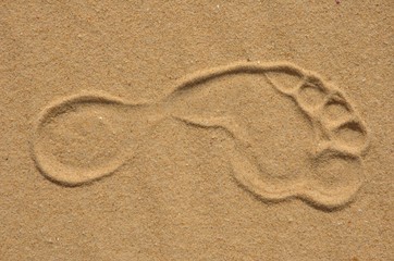 Fototapeta na wymiar Pojedynczy ślad na piasku