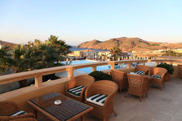 Open-air café with sea view