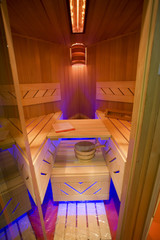 classic wooden dry sauna inside with