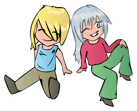 resting boy with girl