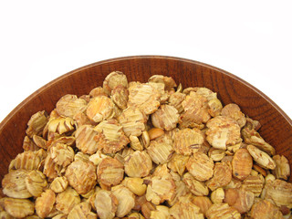 Soya beans soybeans flakes in wooden dish