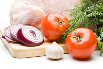 Fresh chicken with vegetables