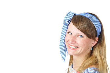 beautiful smiling girl with blue eyes