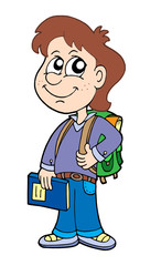 Pupil boy with school bag