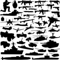 collection of military objects vector