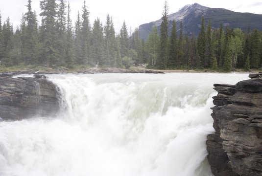 Athabasca River Spilling Over Athabasca Falls