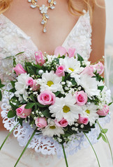 The bride holding a bouquet