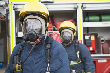 Firefighters in protective workwear