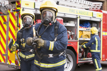 Firefighters in protective workwear