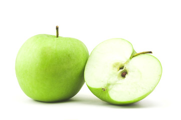 Green apple and half