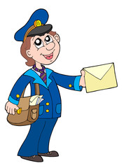 Cute postman with letter