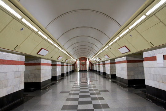 Empty station of underground passage,Kiev, Ukraine