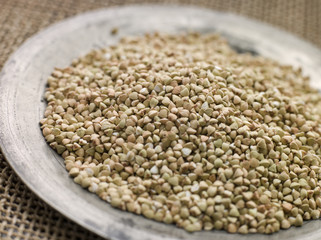 Grains of Quinoa on a Pewter Plate