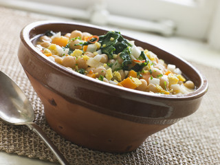 Bowl of Silverbeet and Chickpea Broth