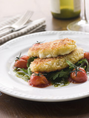 Breadcrumbed Mozzarella Cheese with Roasted Cherry Tomatoes and