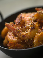 Chili and Sesame fried King Prawns