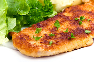 schnitzel -paniert mit salat