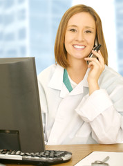 Doctor Calling On Her Desk - 8661519