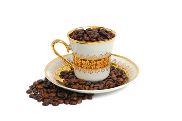 Cup with coffee beans