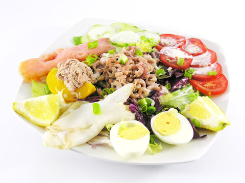 assiette froide, poisson, crudit&eacute;s