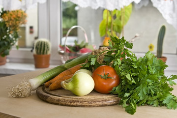 Vegetables in kitchen