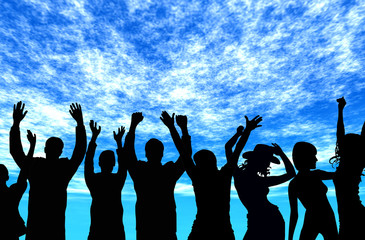 Grupo de personas saltando